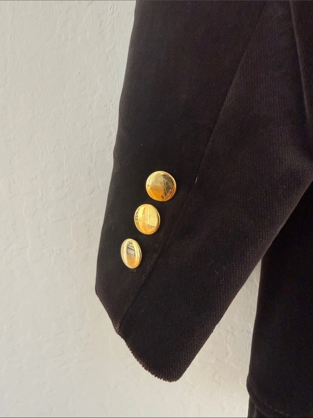 Jean Paul Germain Custom Men's Chocolate Velvet Blazer with Gold Buttons